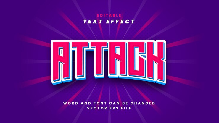 Premium Vector | Attack text effect