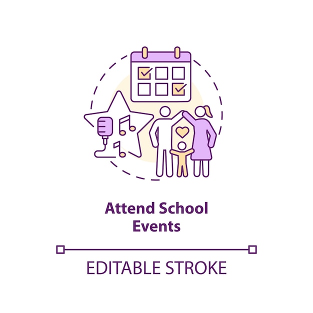 Attend school events concept icon