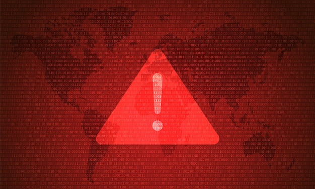 Attention Danger Hacking. Symbol on Map Dark Red Background. Hack Attack Data.