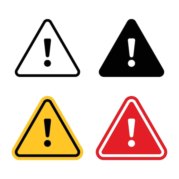 attention icon set danger caution or alert risk warning vector symbol safety notice sign