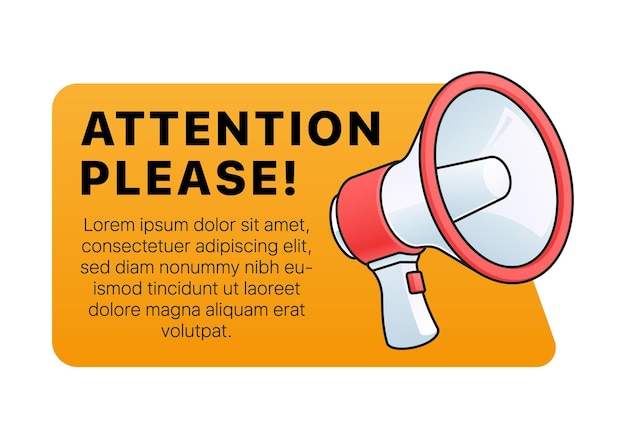 Vector attention please sticker with megaphone