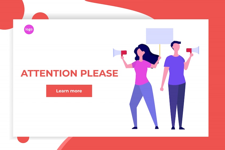 Vector attention please vector banner or landing page template.
