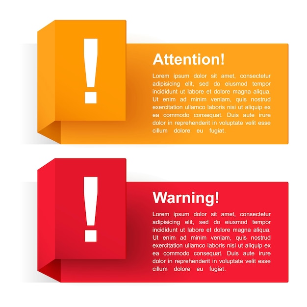 Attention and warning banners with exclamation mark vector eps10 illustration