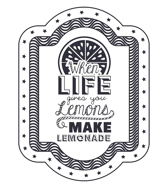 Vector attitude phrase about life inside frame icon