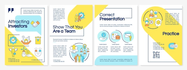 Attracting investors blue and yellow brochure template