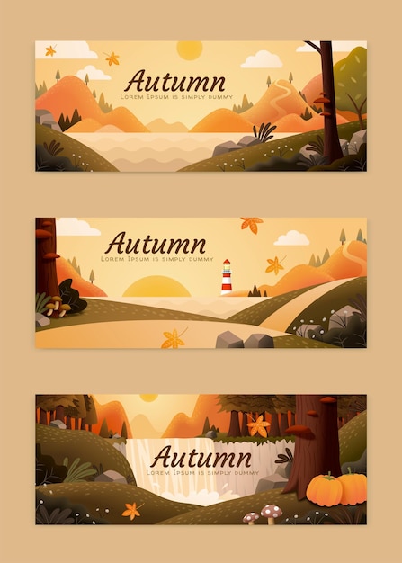 Attractive autumn scenery banner