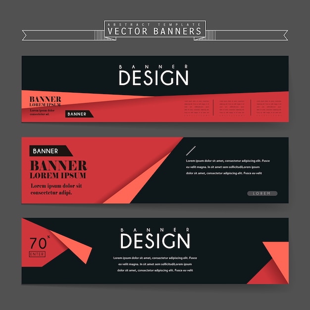 Vector attractive banners set template design with origami elements