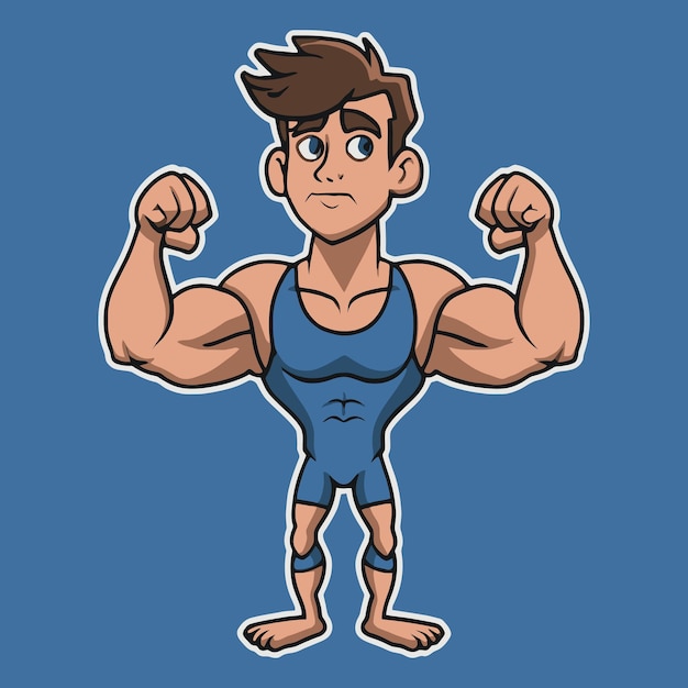 attractive cartoon type body builder mascot gaming character design