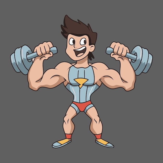 Vector attractive cartoon type body builder mascot gaming character design