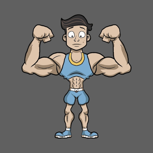 Attrattivo tipo cartone animato body builder mascotte gaming character design