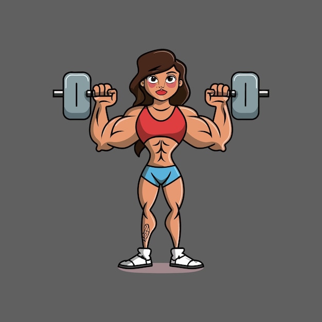 Vector attractive cartoon type body builder mascot gaming character design