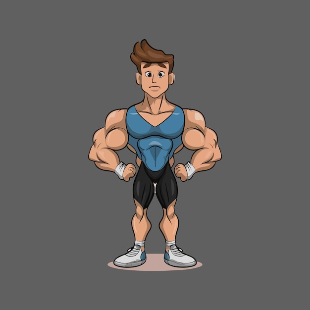 Vector attractive cartoon type body builder mascot gaming character design