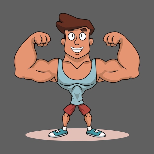 Attrattivo tipo cartone animato body builder mascotte gaming character design