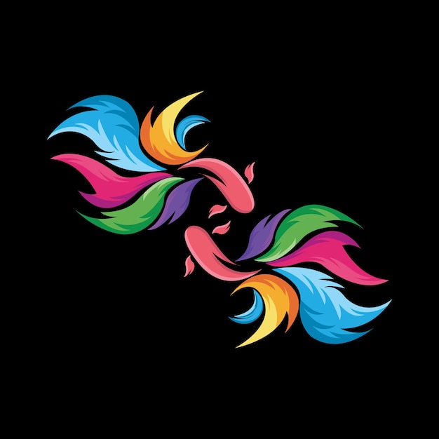 スクリーン印刷ステッカー会社のバナーに適した魅力的な色のグッピーの魚のロゴのアイコンのデザイン