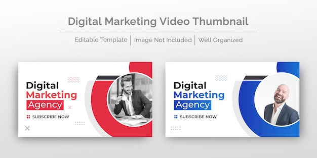 Vettore attraenti miniature video personalizzate e banner web