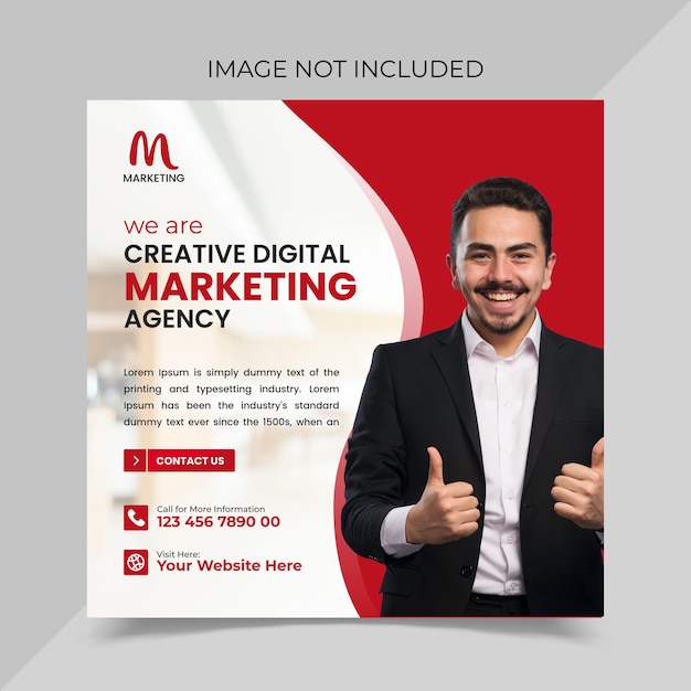 Vector attractive digital marketing agency social media post template