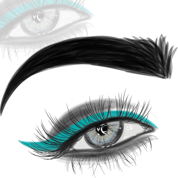 Vector attractive eye with colorful eyeliner