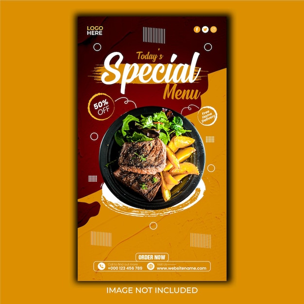 Attractive food menu and restaurant instagram and facebook story template