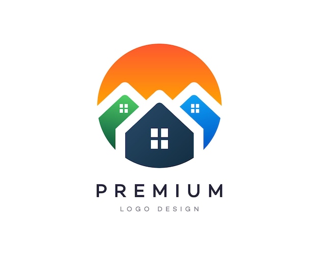 Attractive gradient style home or house real estate property business vector logo design