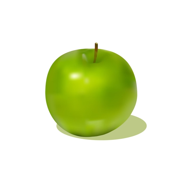 Vector attractive green apple with shadow