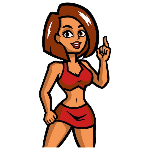 Vector attractive hot girl cartoon type horney assistant gaming