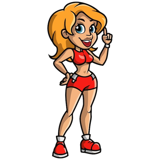 Vector attractive hot girl cartoon type horney assistant gaming