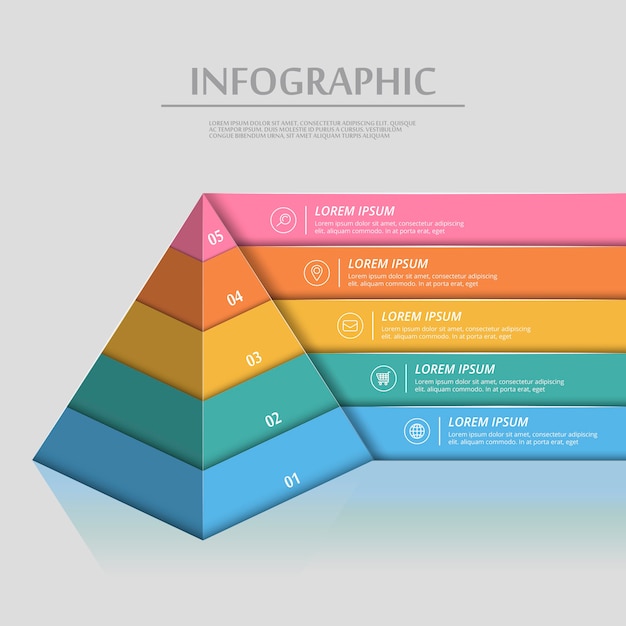 Vector attractive infographic template design with pyramid elements