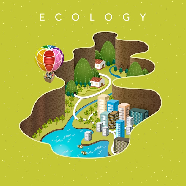 Vector attractive   isometric  - ecology concept