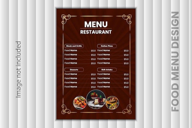 Attractive and luxury food menu design template