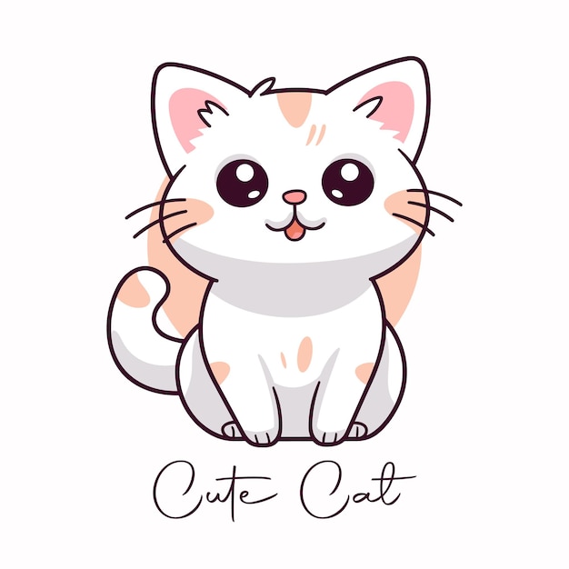 attractive mirthful pet cat cartoon vector logo