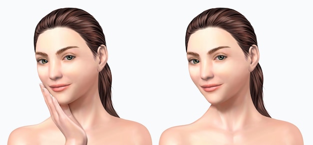 attractive model set, beautiful woman for cosmetic and medical use