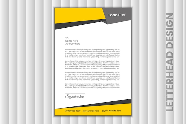Attractive and modern yellow and black corporate letterhead design template