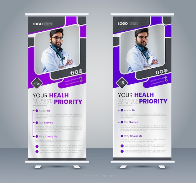 attractive and professional medical roll up banner design template