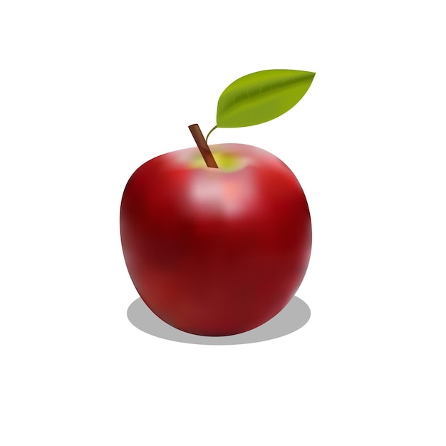 Привлекательное красное яблоко с тенью