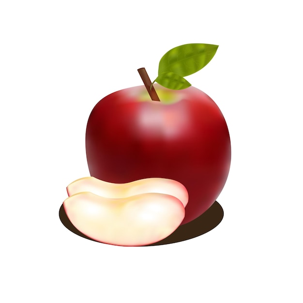 Attractive red apple with shadow