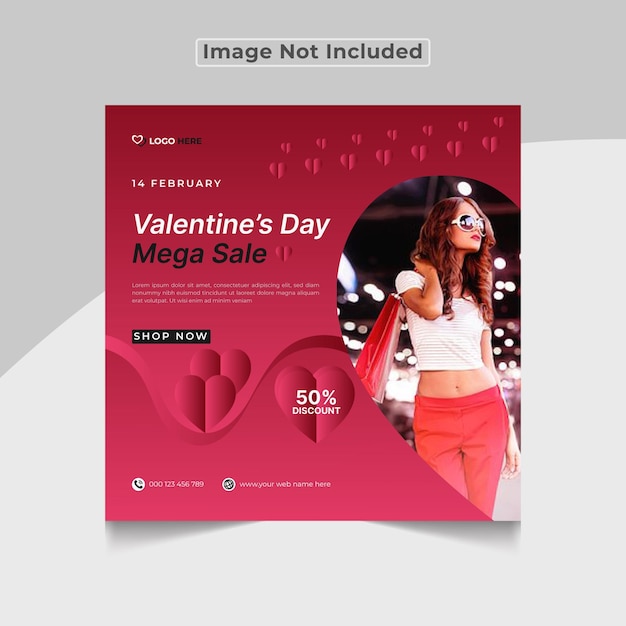 Attractive valentine day offer social media or instagram post web banner template