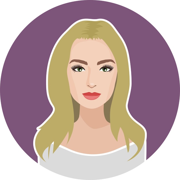 Attractive woman portrait in simple flat style. Avatar for social media. Blonde girl with makeup on.