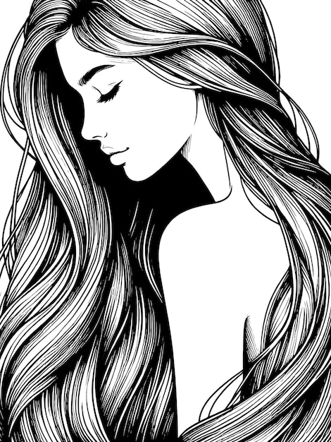 Attractive woman with wavy hair and full lips vector generative ai antistress wood pattern