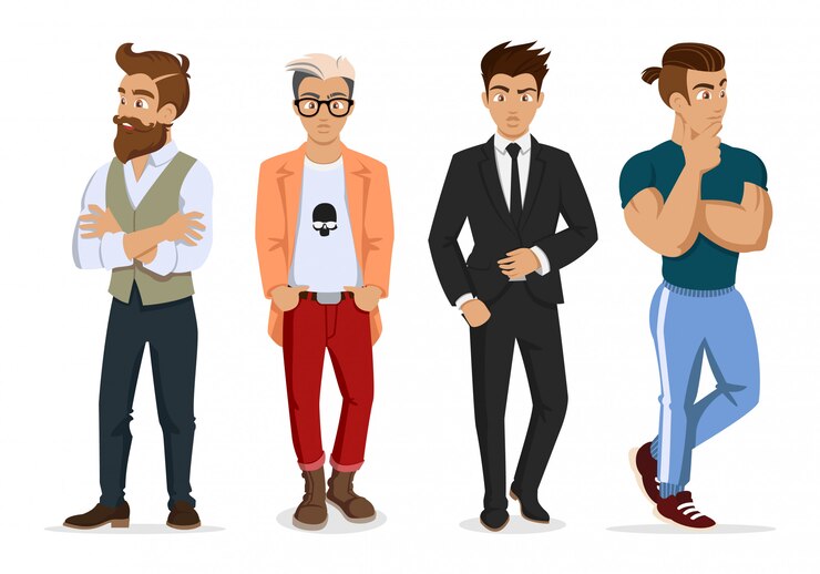 वेक्टर attractive young mans in fashionable clothes.