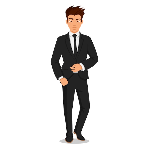 Attractive young men in elegant office clothes. young businessman. cute cartoon man. successful young people.  illustration on the white background.