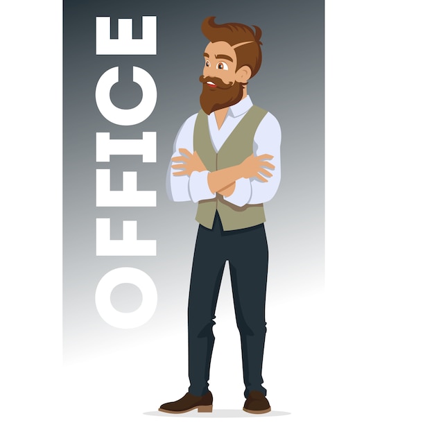 Vector attractive young men in fashionable clothes. young hipster. cute cartoon man. successful young people.  illustration on the white background.