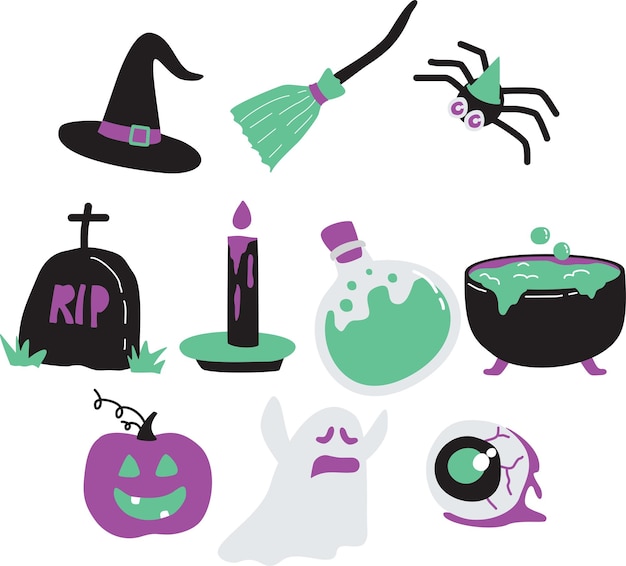 Attributes of Halloween Illustration