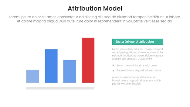 attribution model infographic template banner with data driven type information for slide presentation