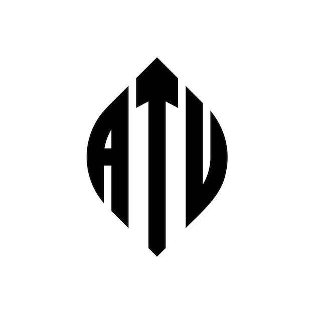 Вектор Логотип atu с круглой буквой с формой круга и эллипса atu с эллипсовой буквой с типографическим стилем три инициалы образуют логотип круга atu круг эмблема абстрактная монограмма письмо марка вектор