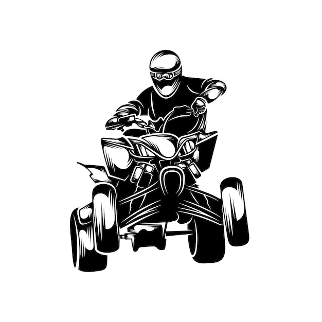 Vettore del logo atv illustrazione vettoriale del logo della competizione in quad bike design silhouette