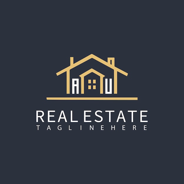 Vector au initial monogram logo for real estate