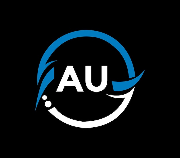 AU letter logo ontwerp met een cirkelvorm AU cirkel en kubusvormig logo ontwerp AU monogram busine