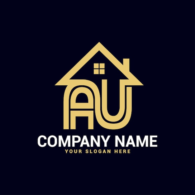 Vector au, ua real estate letter logo vector template