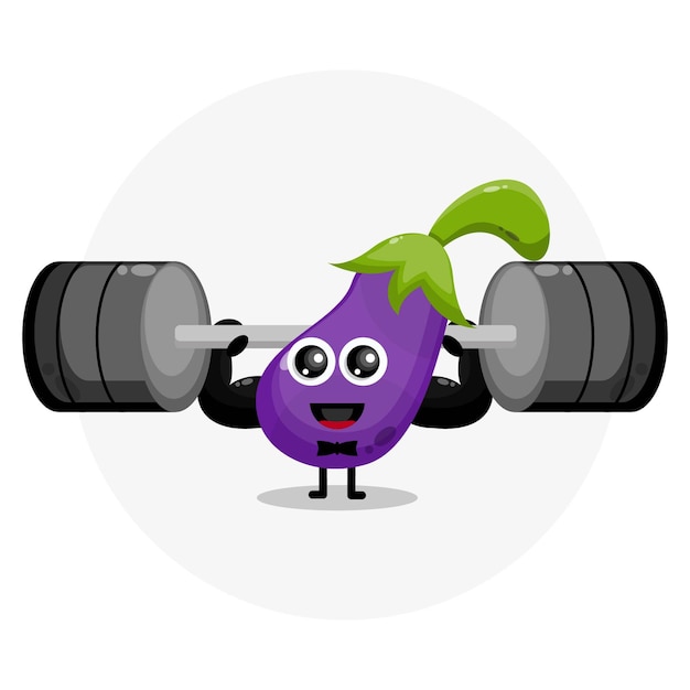 Aubergine fitness schattig karakter logo