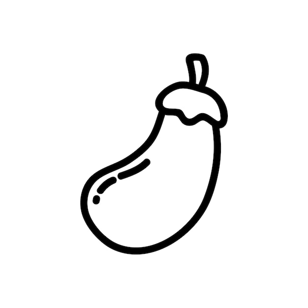 Aubergine plat geschetst pictogram. Vector plantaardige logo geïsoleerd op een witte achtergrond. Veganistisch voedselsymbool, mediaglyph voor web